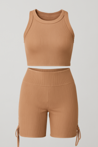 Casual Athleisure Seamless Top and Short Set, Workout wear, Fitness wear, Gym wear, OEM, ODM, OBM