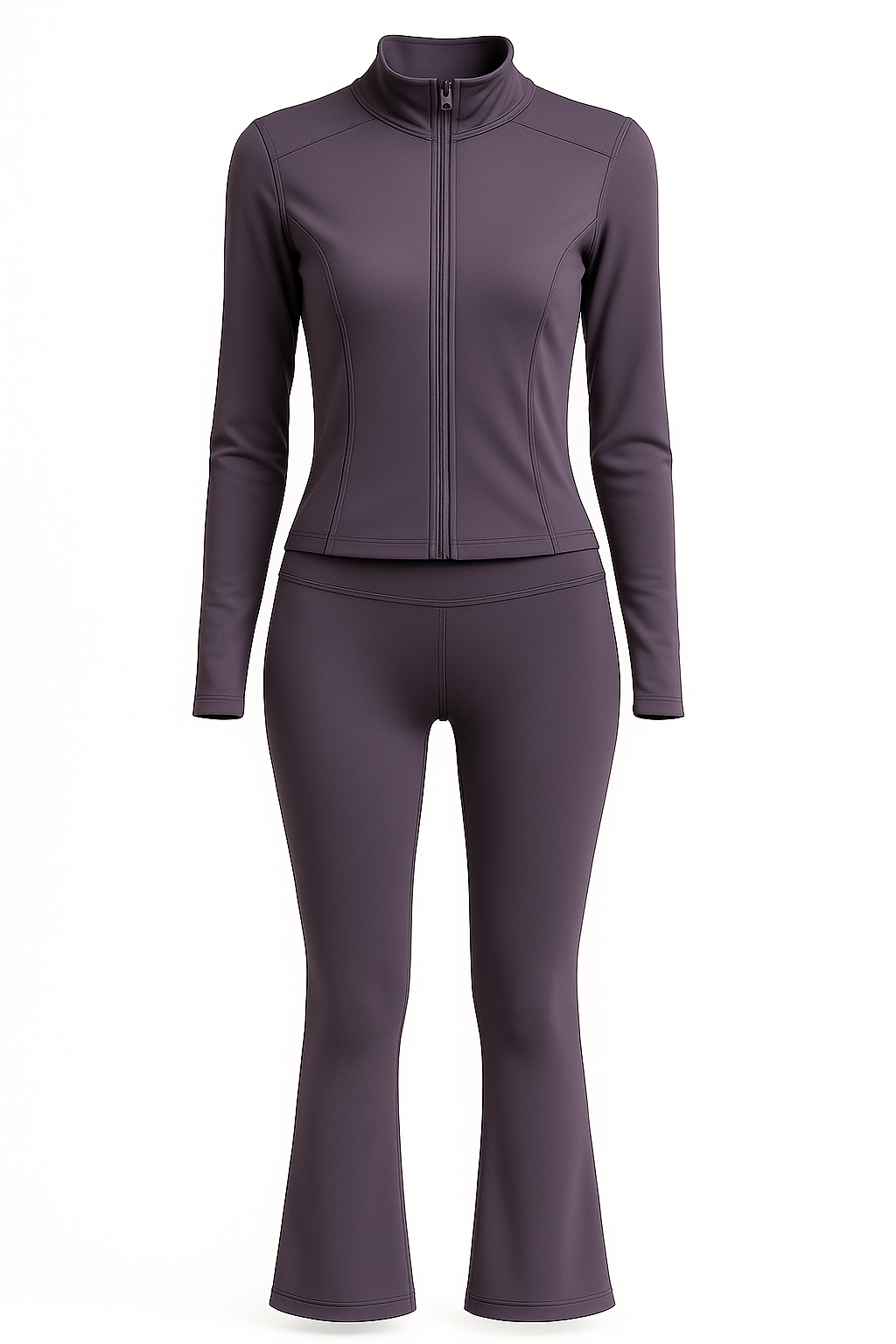 Womens Activewear Set / Athleisure Set, Bootcut Yoga Pants, High-Waist Flared Leggings, Track Jacket